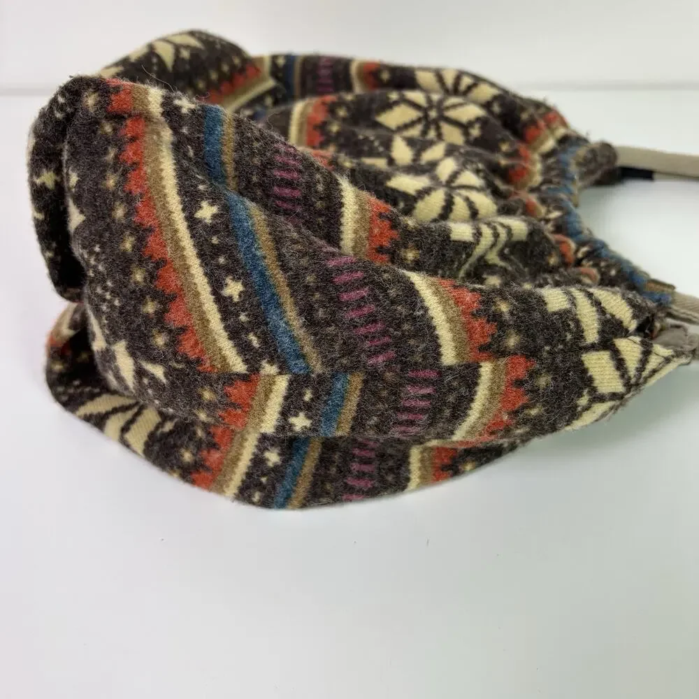 Mossimo Y2K Fair Isle Round Top Handle Purse Flannel Snowflake Winter Hobo Bag